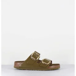 Arizona Big Buckle Shine Mud Green Cuir Vert Boucles Dorees