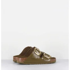Arizona Big Buckle Shine Mud Green Cuir Vert Boucles Dorees