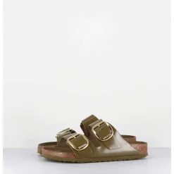 Arizona Big Buckle Shine Mud Green Cuir Vert Boucles Dorees