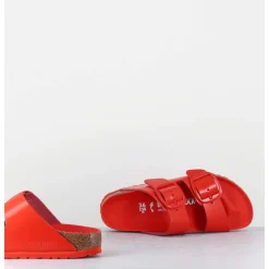 Arizona Big Buckle Shine Tomato Cuir Rouge Boucles Dores