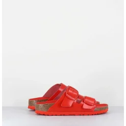 Arizona Big Buckle Shine Tomato Cuir Rouge Boucles Dores