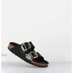 Arizona Big Buckle Shine Black Cuir Noir Boucles Dorees