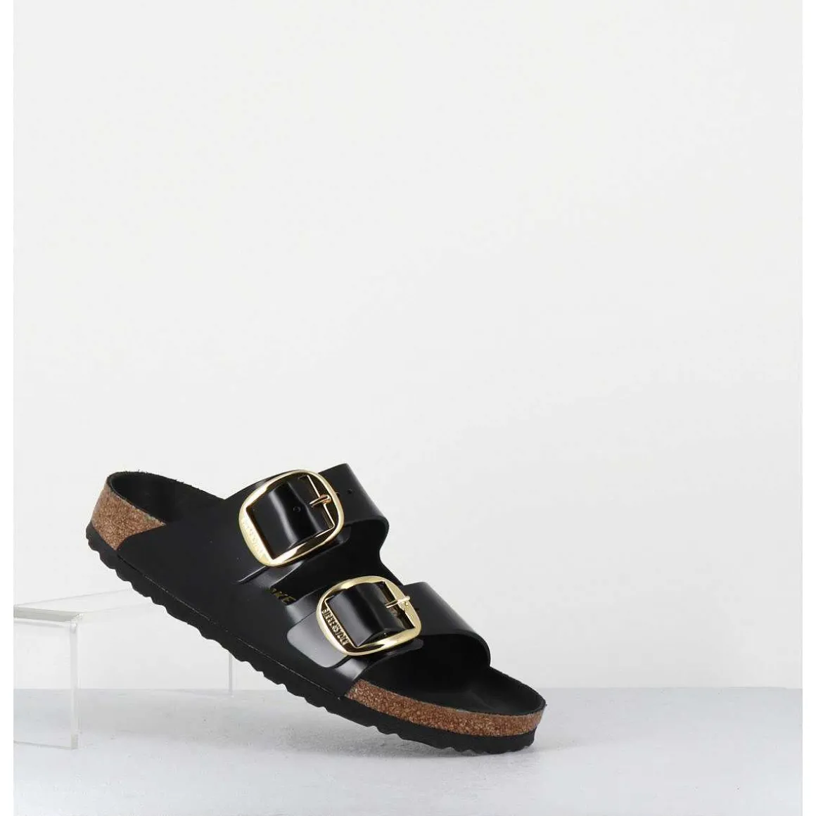 Arizona Big Buckle Shine Black Cuir Noir Boucles Dorees