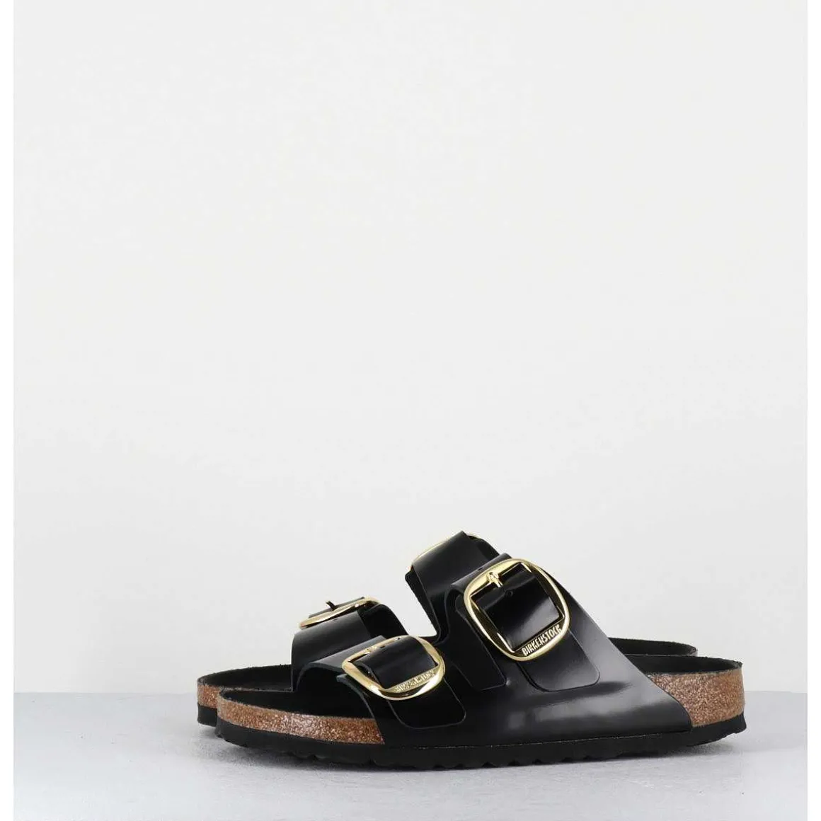 Arizona Big Buckle Shine Black Cuir Noir Boucles Dorees