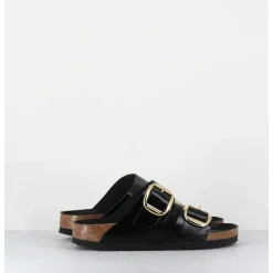 Arizona Big Buckle Shine Black Cuir Noir Boucles Dorees