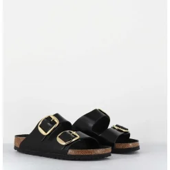 Arizona Big Buckle Shine Black Cuir Noir Boucles Dorees