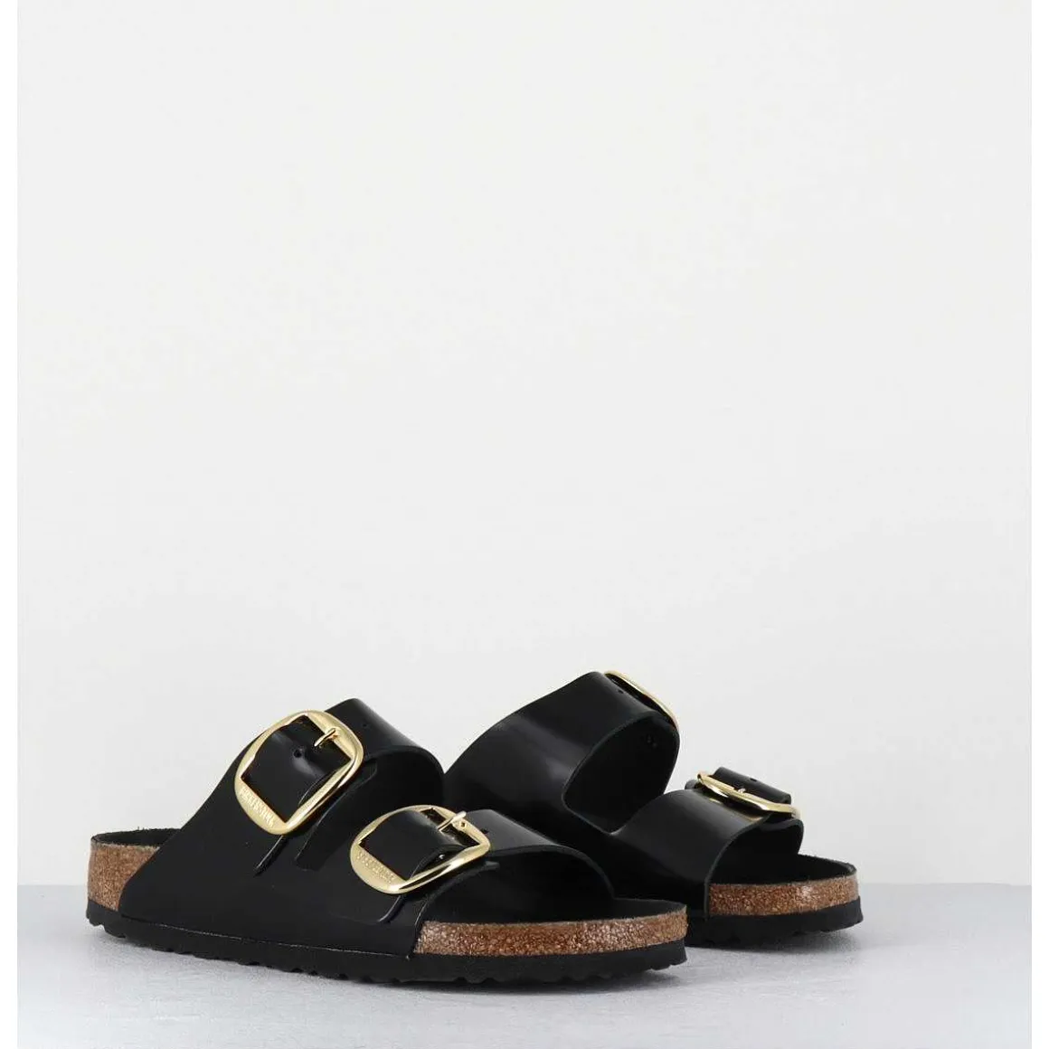 Arizona Big Buckle Shine Black Cuir Noir Boucles Dorees