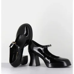 Babies A Plateforme En Cuir Vernis Noir - Neder Vernice Nero