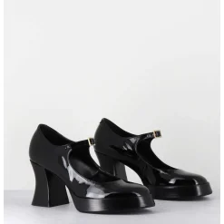 Babies A Plateforme En Cuir Vernis Noir - Neder Vernice Nero