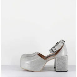 Babies A Plateforme En Cuir Gaufre Gris - 1Gs445 Light Grey