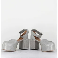 Babies A Plateforme En Cuir Gaufre Gris - 1Gs445 Light Grey