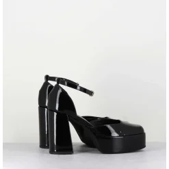 Babies A Plateforme En Cuir Vernis Noir - Square Nero
