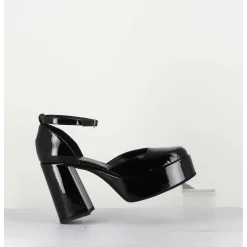 Babies A Plateforme En Cuir Vernis Noir - Square Nero