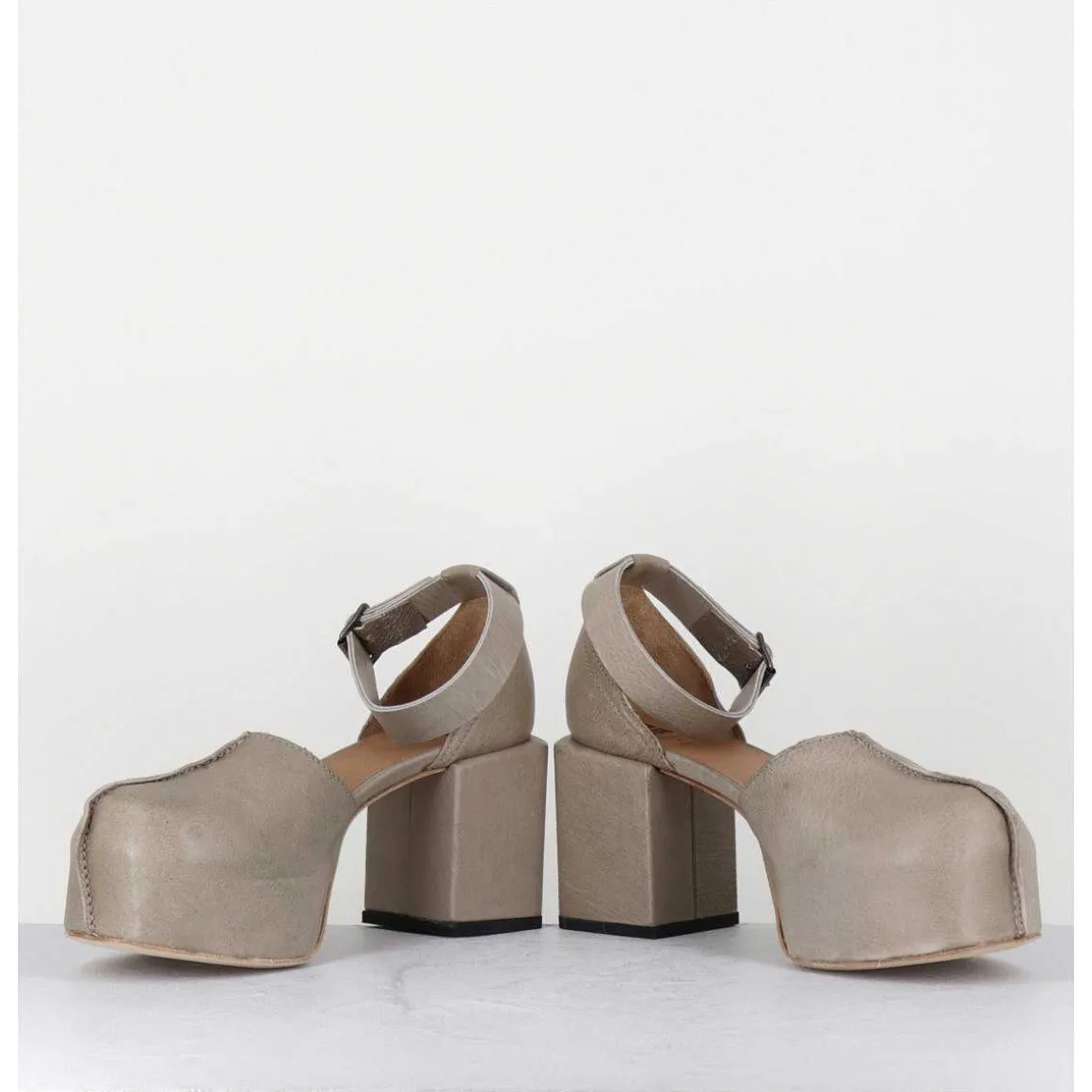 Babies A Plateforme En Cuir Taupe - 1Gs445 Safari Tortora