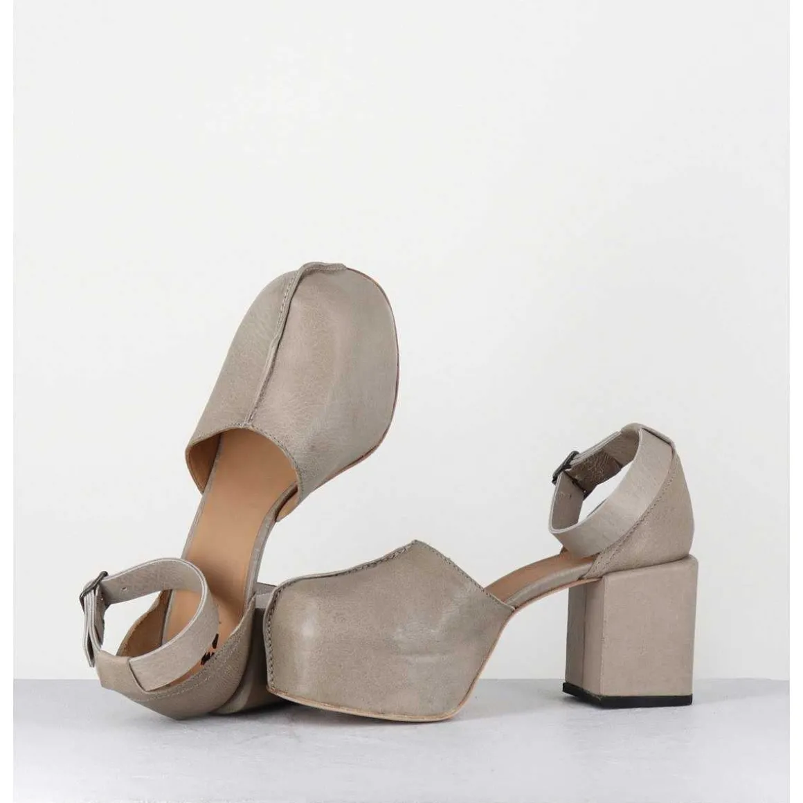 Babies A Plateforme En Cuir Taupe - 1Gs445 Safari Tortora