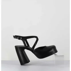 Babies A Plateforme En Cuir Noir - Vati1 Fular Nero