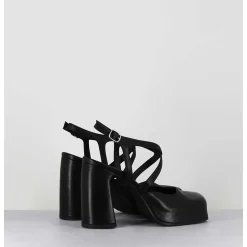 Babies A Plateforme En Cuir Noir - Vati1 Fular Nero