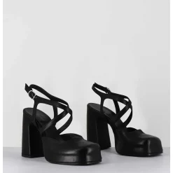 Babies A Plateforme En Cuir Noir - Vati1 Fular Nero