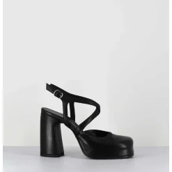 Babies A Plateforme En Cuir Noir - Vati1 Fular Nero