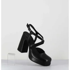 Babies A Plateforme En Cuir Noir - Vati1 Fular Nero