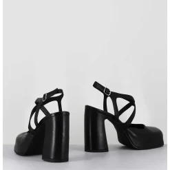 Babies A Plateforme En Cuir Noir - Vati1 Fular Nero