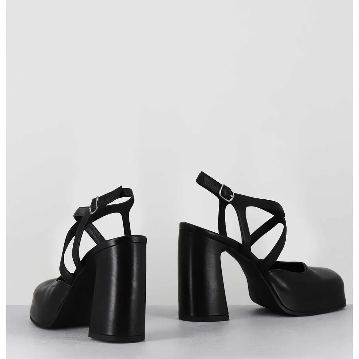 Babies A Plateforme En Cuir Noir - Vati1 Fular Nero