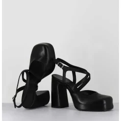 Babies A Plateforme En Cuir Noir - Vati1 Fular Nero