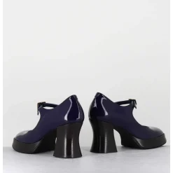 Babies A Plateforme En Cuir Vernis Bleu Violet - Neder Vernice Blu