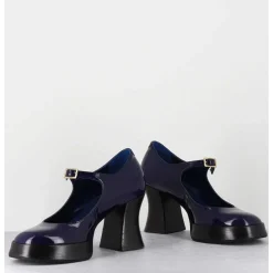 Babies A Plateforme En Cuir Vernis Bleu Violet - Neder Vernice Blu