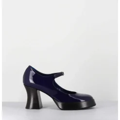 Babies A Plateforme En Cuir Vernis Bleu Violet - Neder Vernice Blu