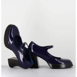 Babies A Plateforme En Cuir Vernis Bleu Violet - Neder Vernice Blu
