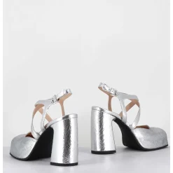 Babies A Plateforme En Cuir Craquele Argent - Vati2 Crak Argento