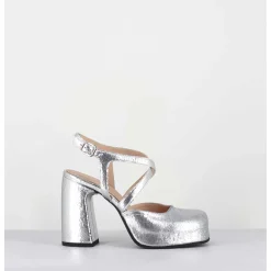 Babies A Plateforme En Cuir Craquele Argent - Vati2 Crak Argento