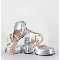 Babies A Plateforme En Cuir Craquele Argent - Vati2 Crak Argento