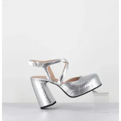 Babies A Plateforme En Cuir Craquele Argent - Vati2 Crak Argento
