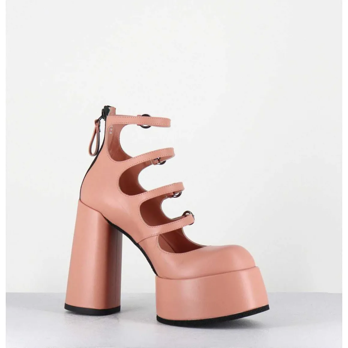 Babies A Plateforme Multi-Brides En Cuir Rose - M6631 Goteborg Rosa