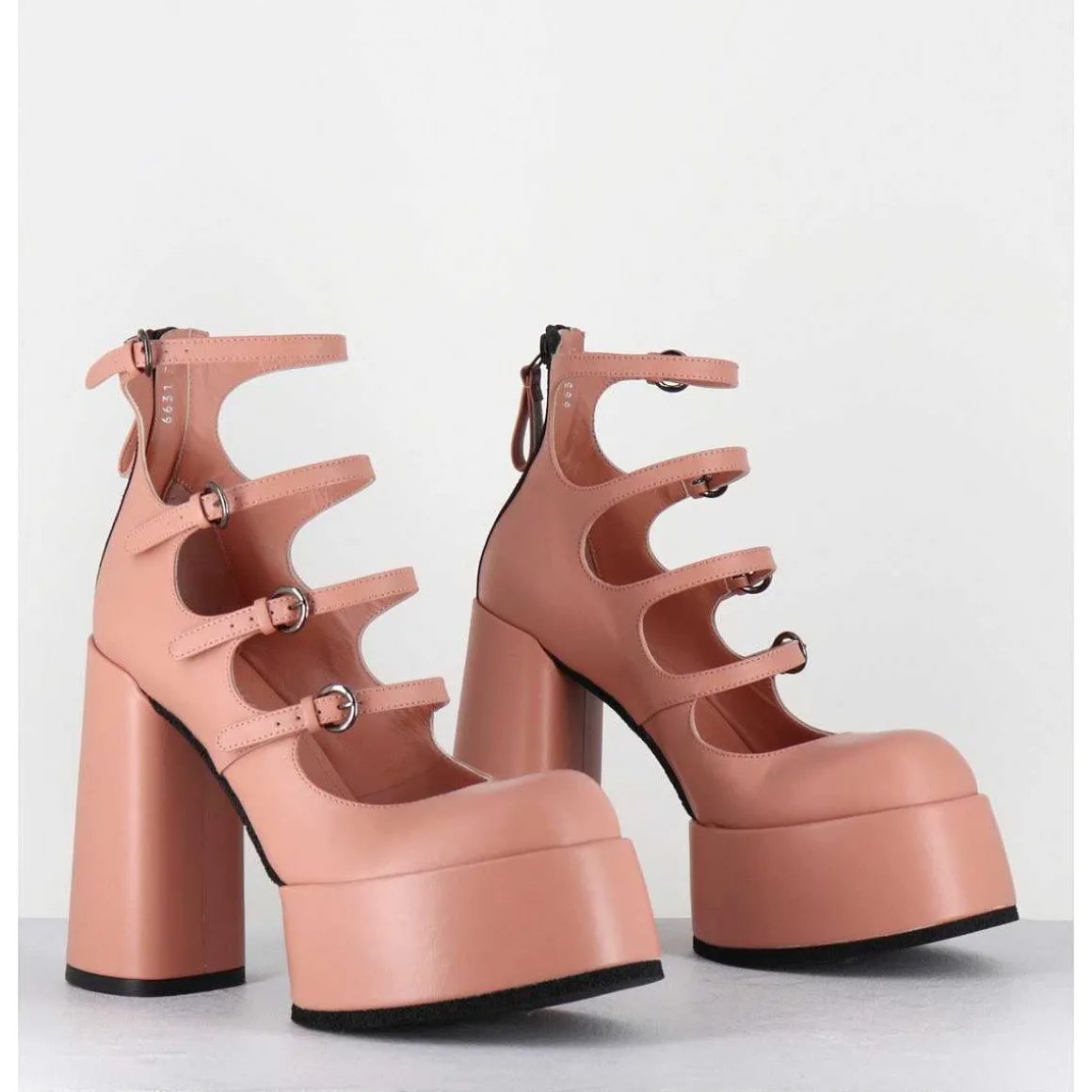 Babies A Plateforme Multi-Brides En Cuir Rose - M6631 Goteborg Rosa