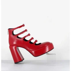 Babies A Plateforme Multi-Brides En Cuir Rouge - E3551 Tiago Berry