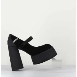Babies A Plateforme Talon Daim Noir - M6324 Nero