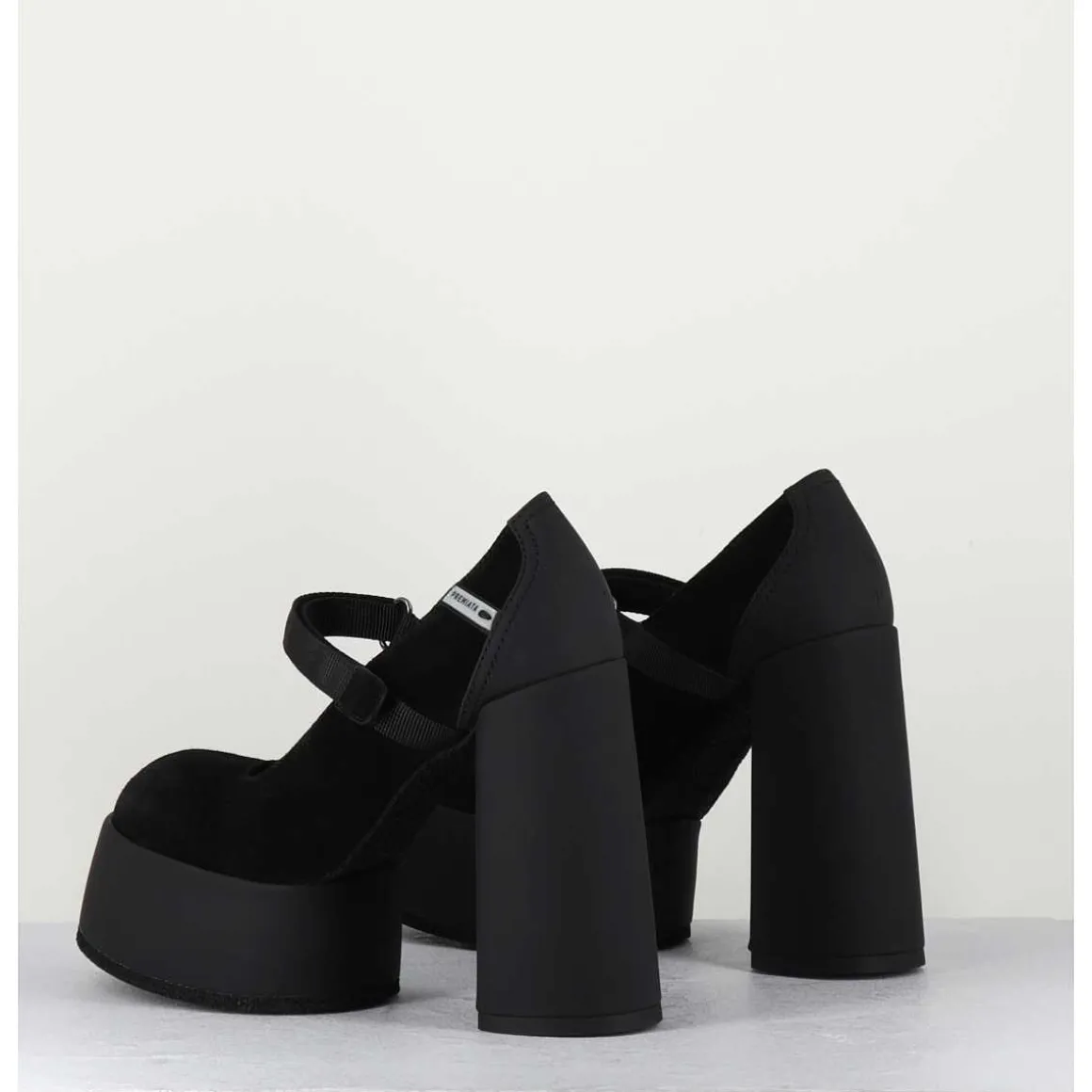 Babies A Plateforme Talon Daim Noir - M6324 Nero