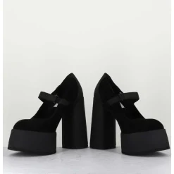 Babies A Plateforme Talon Daim Noir - M6324 Nero