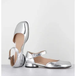 Babies Asymetrique Petit Talon Cuir Craquele Argent - Mani1 Crak Argento