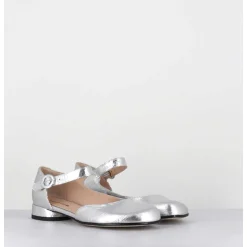 Babies Asymetrique Petit Talon Cuir Craquele Argent - Mani1 Crak Argento