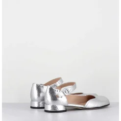 Babies Asymetrique Petit Talon Cuir Craquele Argent - Mani1 Crak Argento