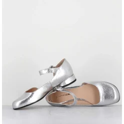 Babies Asymetrique Petit Talon Cuir Craquele Argent - Mani1 Crak Argento