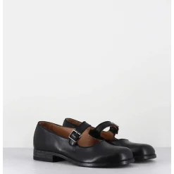 Babies En Cuir Noir Ligne Japonisante - 45403L Cris Nero