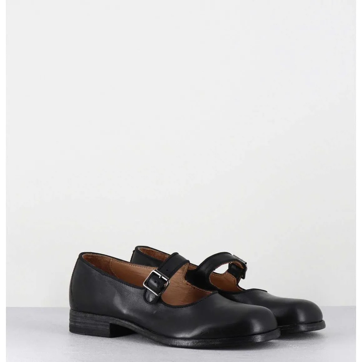 Babies En Cuir Noir Ligne Japonisante - 45403L Cris Nero