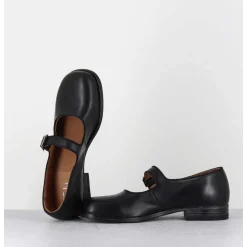 Babies En Cuir Noir Ligne Japonisante - 45403L Cris Nero