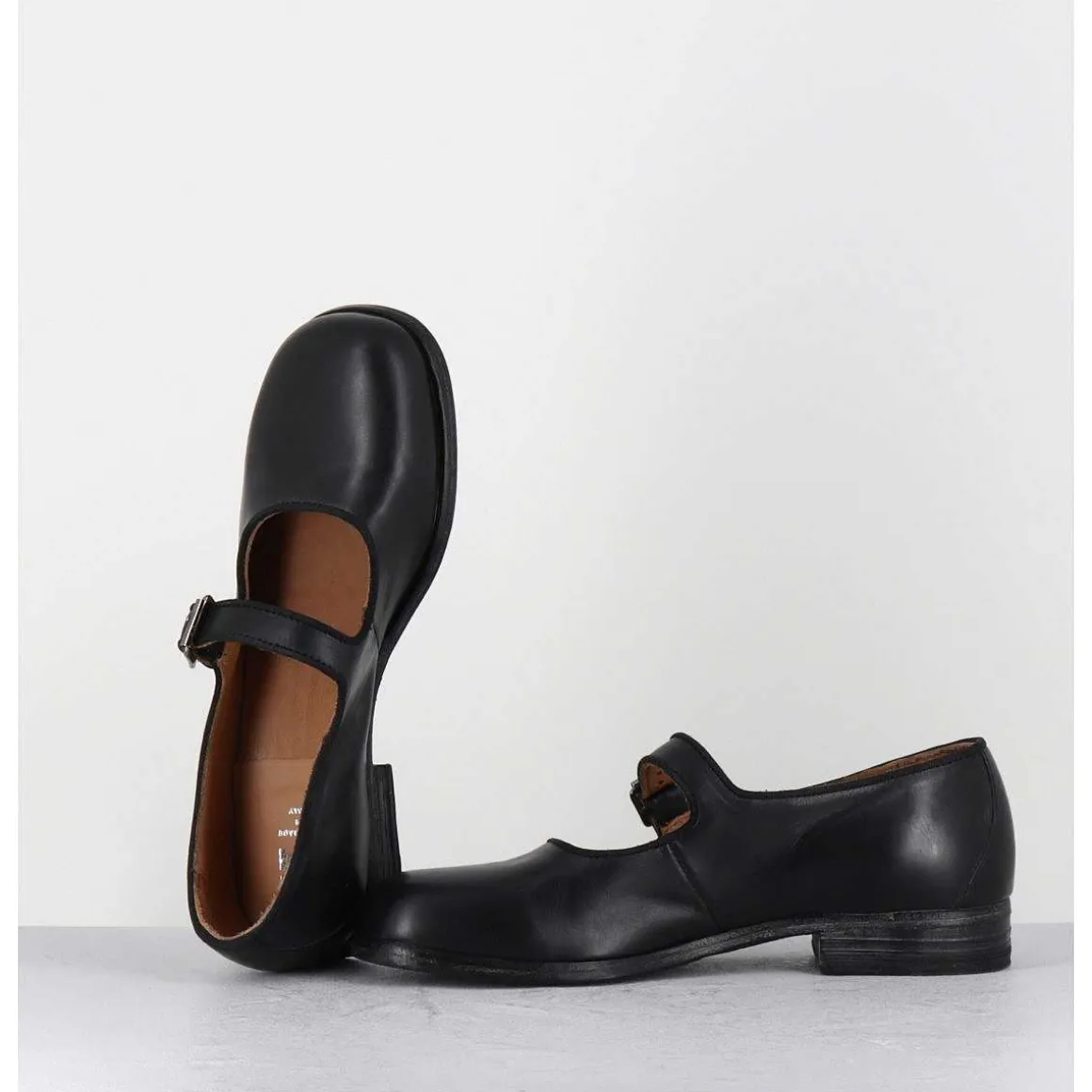 Babies En Cuir Noir Ligne Japonisante - 45403L Cris Nero