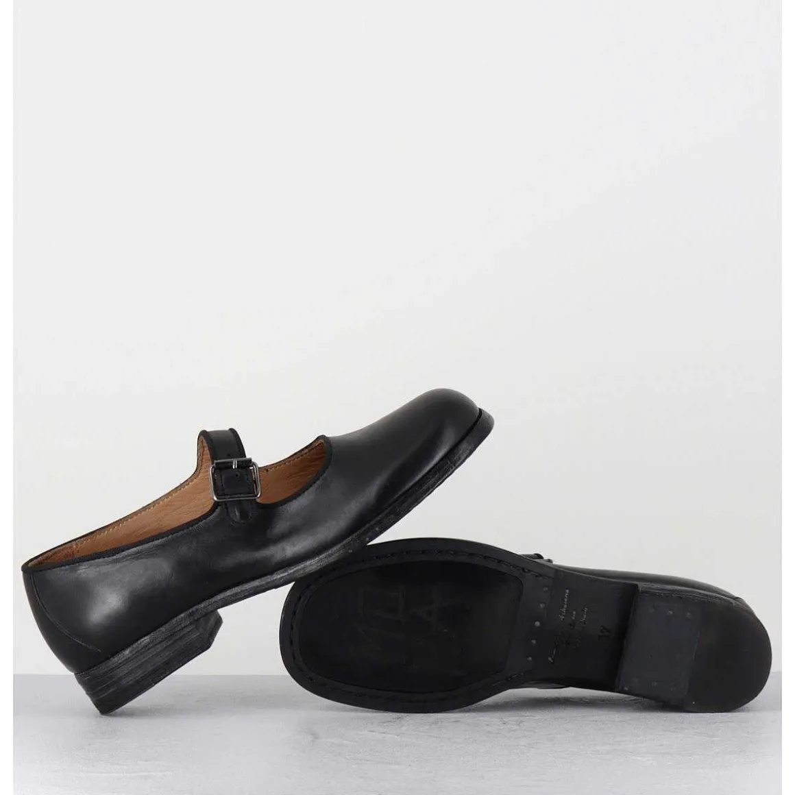 Babies En Cuir Noir Ligne Japonisante - 45403L Cris Nero